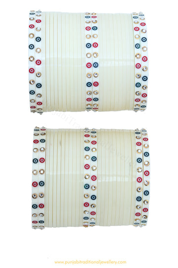 Off White Colour Dotted Bridal Chura By PTJ